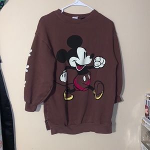 Disney Zara Brown Mickey Mouse Crewneck Womens